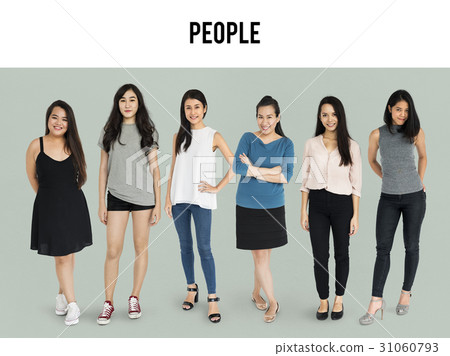 Group of Asian Adult Women People Set Studio Isolated 31060793