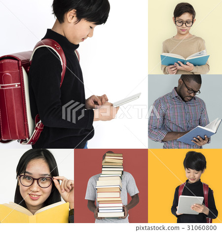 圖庫照片: collages diverse people study education