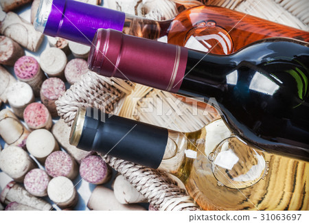 Wine corks and bottles of wine famous wine Wine corks and bottles of wine famous wine 31063697