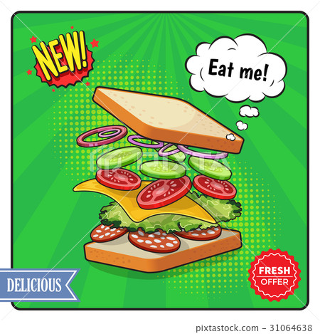 Sandwich Advertising Poster in Comic Style 31064638