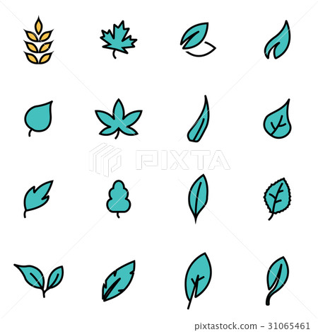 Vector line leaf icon set - Stock Illustration [31065461] - PIXTA