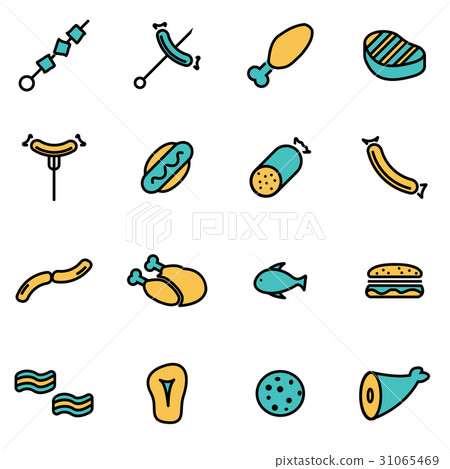 Vector line meat icon set - Stock Illustration [31065469] - PIXTA