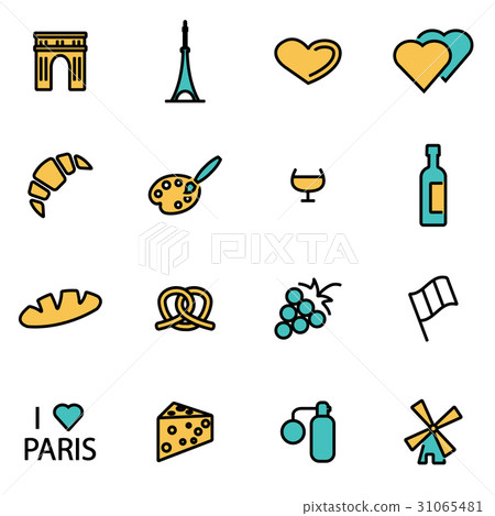 Vector line paris icon set - Stock Illustration [31065481] - PIXTA