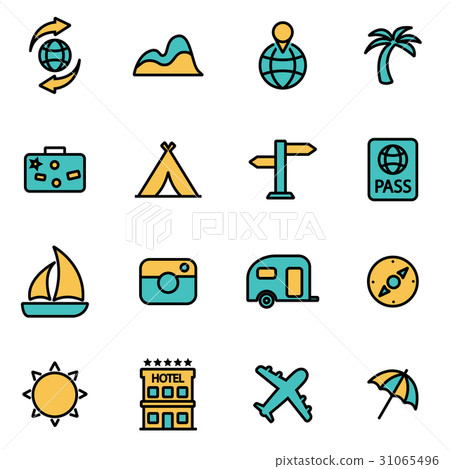 Vector line travel icon set-插圖素材 [31065496] - PIXTA圖庫