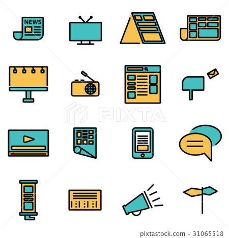 Vector line advertisement icon set 31065518
