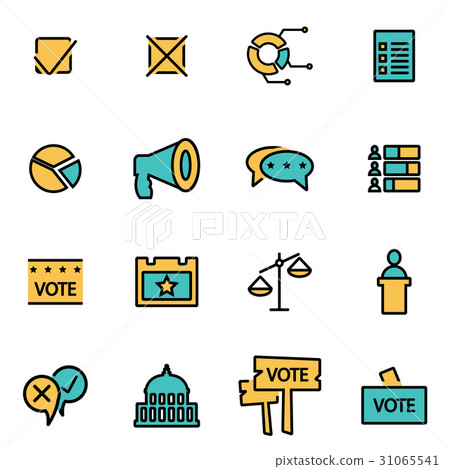 Vector line election icon set - Stock Illustration [31065541] - PIXTA
