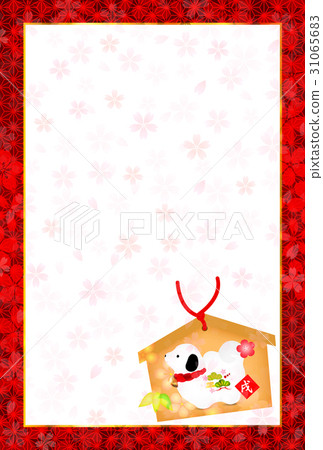 戌 New year's card cherry blossom background 戌 New year's card cherry blossom background 31065683