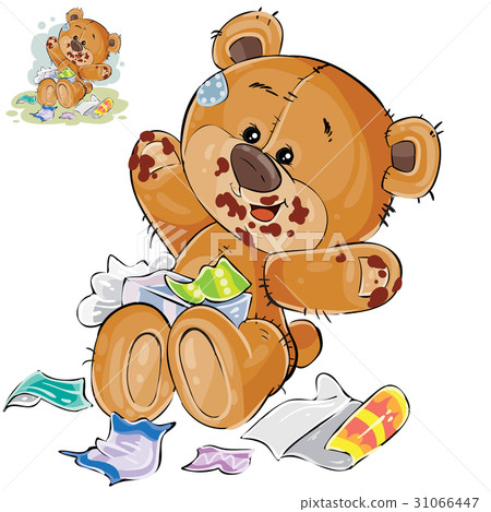 Vector brown teddy bear sweet tooth ate a lot of 31066447