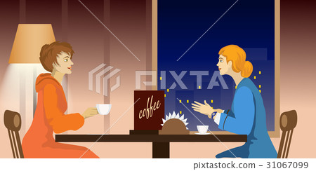 Two women talking in a cafe Two women talking in a cafe 31067099
