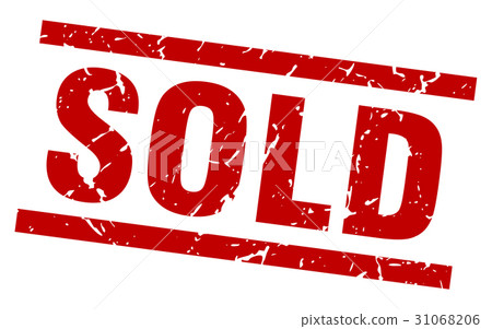 square grunge red sold stamp 31068206