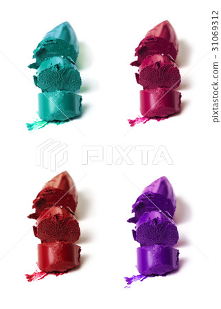 Many beautiful vivid colorful samples of lipstick Many beautiful vivid colorful samples of lipstick 31069312