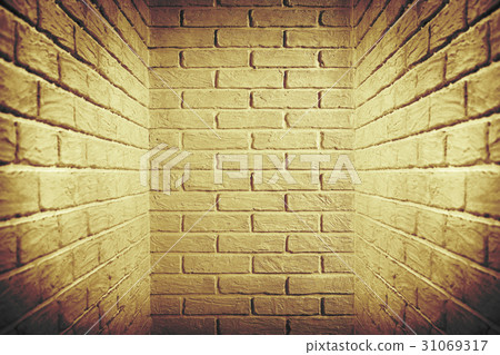 white brick wall, yellow toned abstract background white brick wall, yellow toned abstract background 31069317