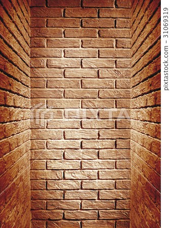 red brown toned brick wall end of the corridor 31069319