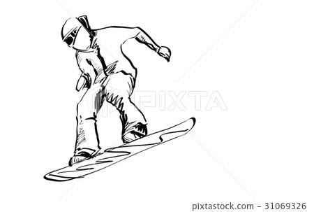 sketch of Snow board man riding sketch of Snow board man riding 31069326