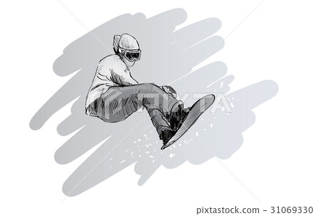 sketch of Snow board man riding 31069330
