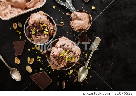 Tasty appetizing chocolate ice cream with mint 31070532