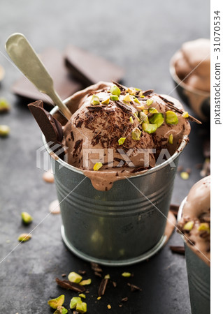 Tasty appetizing creamy chocolate ice cream 31070534