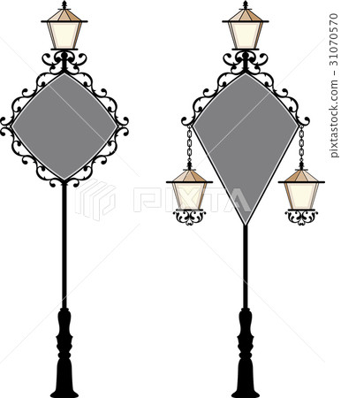 Wrought Iron Signage With Lamp, Lantern Wrought Iron Signage With Lamp, Lantern 31070570