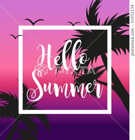 Hello summer template for poster in white frame on 31072134