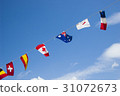 The national flag diagonally fluttering under the blue sky 31072673