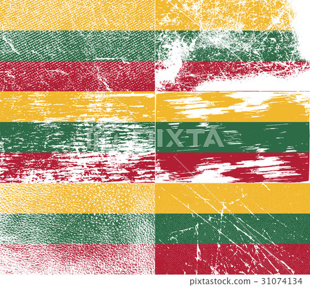 Set of six flags Lithuania with old texture. Vecto - Stock Illustration ...