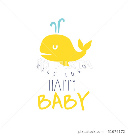 Happy baby kids logo colorful hand drawn vector 31074172