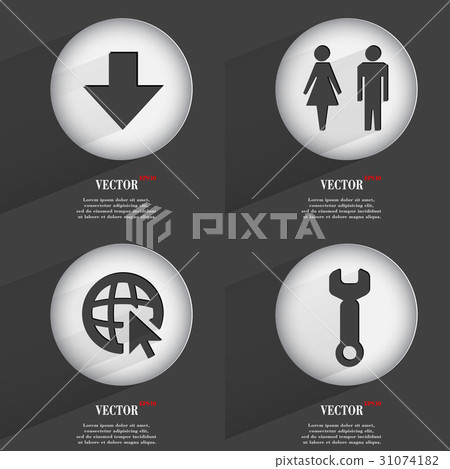Set of one-color web buttons flat design. Simple c Set of one-color web buttons flat design. Simple c 31074182