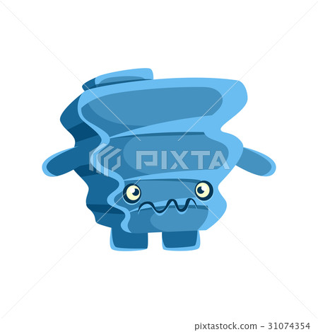 Cute blue suspicious rock element. Cartoon 31074354