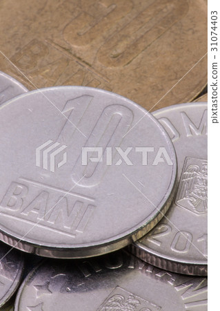 Detail of different Romania Leu coins 31074403