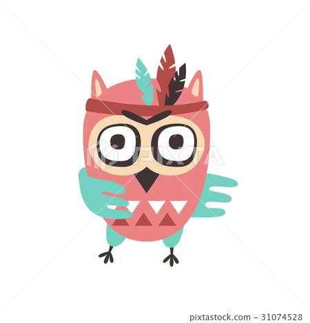 Cute cartoon owl bird with feathers on its head Cute cartoon owl bird with feathers on its head 31074528