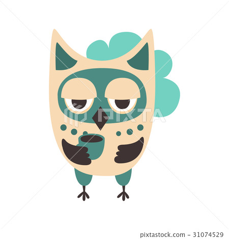 Sad cartoon owl bird colorful character vector 31074529