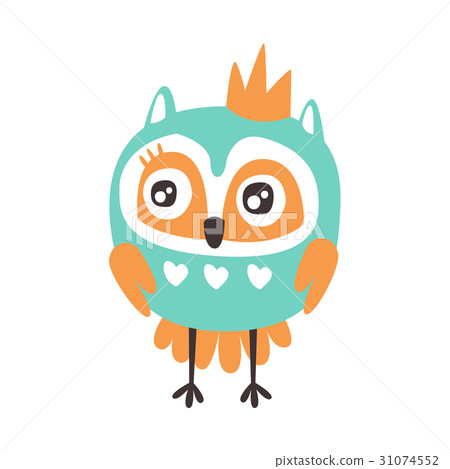 Cute cartoon owl bird with crown colorful Cute cartoon owl bird with crown colorful 31074552