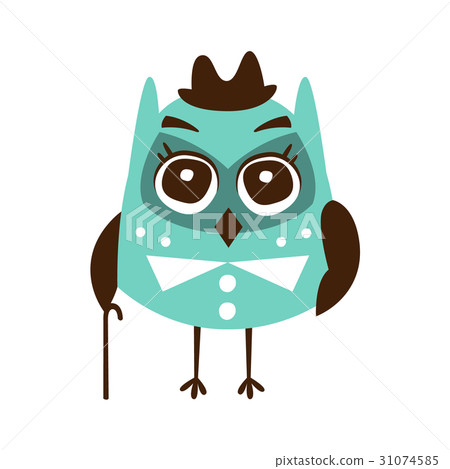 Cute cartoon owl bird wearing in elegant clothes 31074585