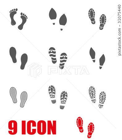 Vector grey shoes imprints icon set 31075440