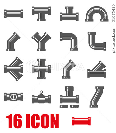 Vector black pipe fittings icon set 31075459