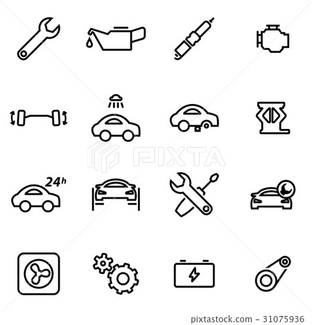 Vector illustration of thin icons - car service 31075936