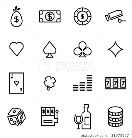 Vector illustration of thin line icons - casino 31075937