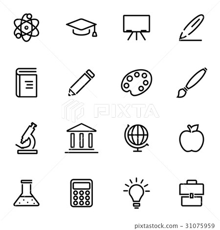 Vector illustration of thin line icons - education - Stock Illustration ...