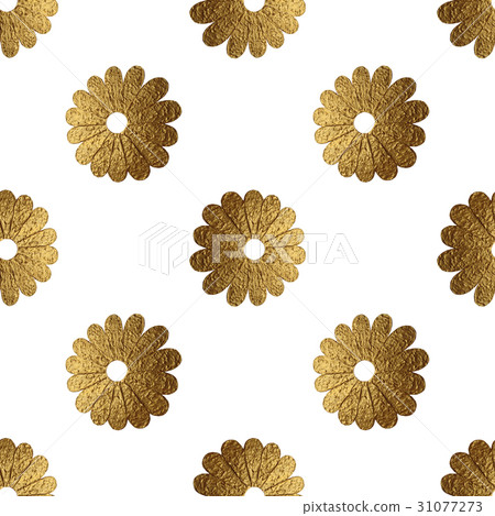 Gold abstract flowers pattern. Hand painted floral 31077273