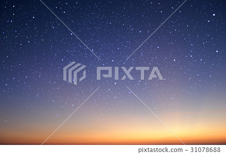 starry in the night sky with sunrise 31078688