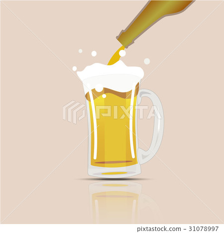 Brewer filling beer in beer glass from beer bottle Brewer filling beer in beer glass from beer bottle 31078997