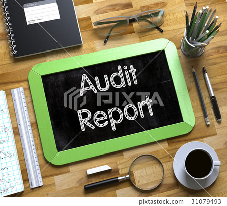 Audit Report Handwritten on Small Chalkboard. 3D. Audit Report Handwritten on Small Chalkboard. 3D. 31079493