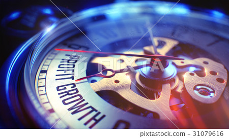 Profit Growth - Text on Pocket Watch. 3D Render. 31079616
