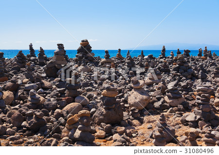 Stack of stones on beach Stack of stones on beach 31080496