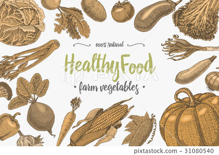 Fresh vegetables background with space for text - Stock Illustration ...