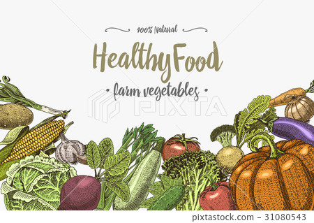 Fresh vegetables background with space for text - Stock Illustration ...