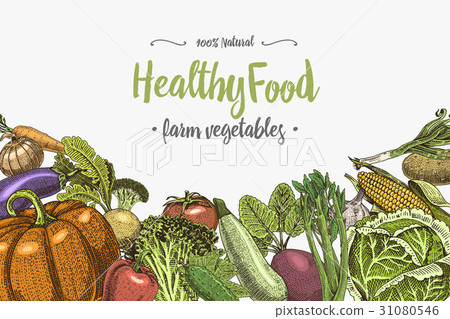 Fresh vegetables background with space for text - Stock Illustration ...