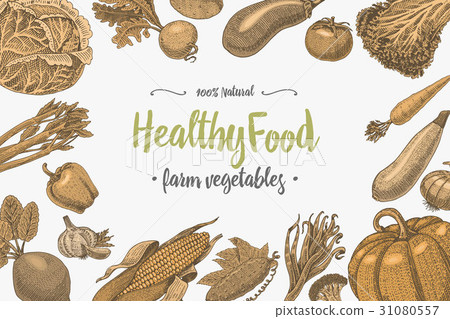 Fresh vegetables background with space for text - Stock Illustration ...