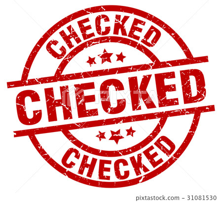 checked round red grunge stamp - Stock Illustration [31081530] - PIXTA