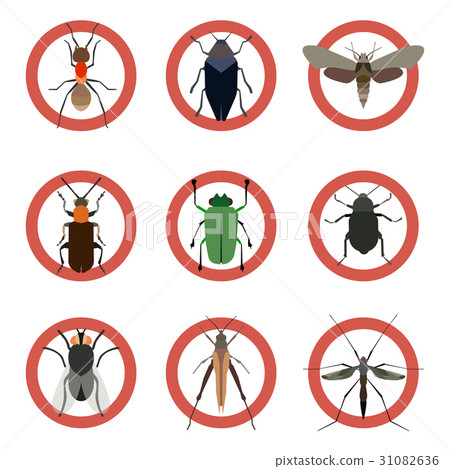 Pest insects control icons. Collection danger ants 31082636